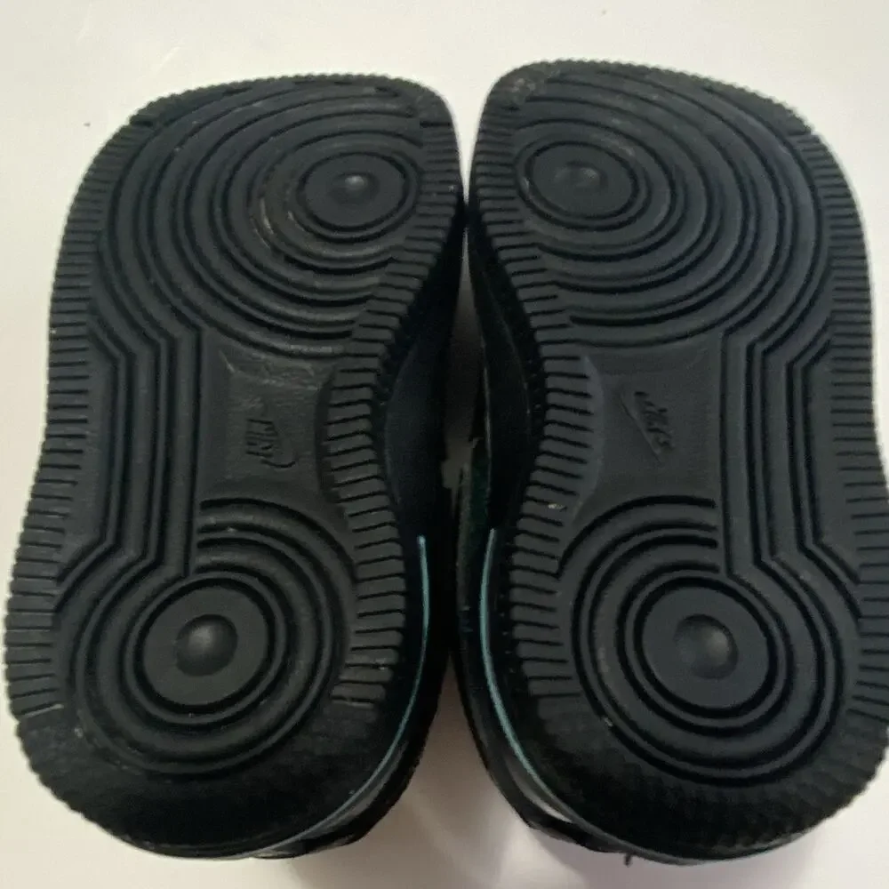 Nike Air Force 1 Toddler Low Top Sneakers Lace Up Leather Black/Blue
